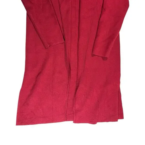Merokeety Women’s Sz S Long Wool Blend Red Cardigan Knit Duster Coatigan Sweater - Picture 5 of 13
